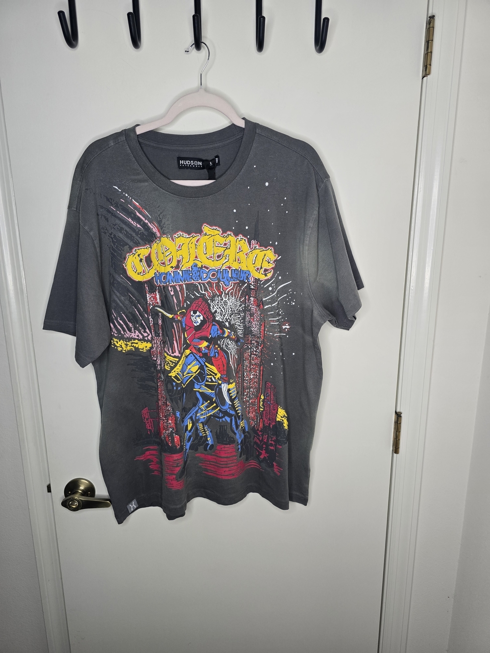 Hudson Graphic Short Sleeve Tee - Charcoal with Multicolor Print